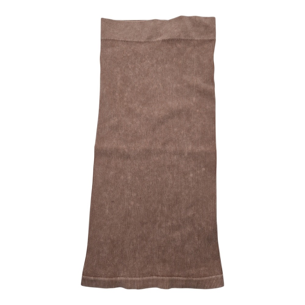 PrettyLittleThing Ribbed Knit Midaxi Skirt Brown Washed XS Festival Summer Fun